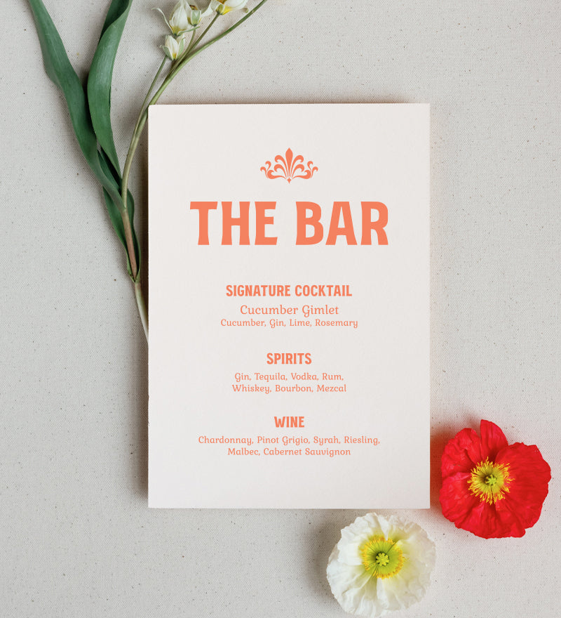 New Orleans Vintage Bar Menu
