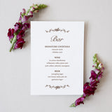 Romantic Florals Bar Menu