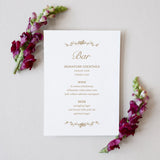 Romantic Florals Bar Menu